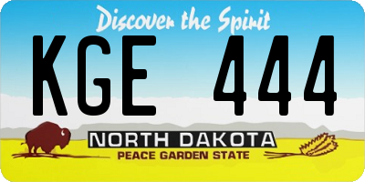 ND license plate KGE444