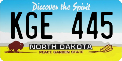 ND license plate KGE445