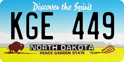 ND license plate KGE449