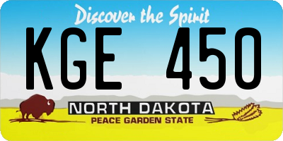 ND license plate KGE450