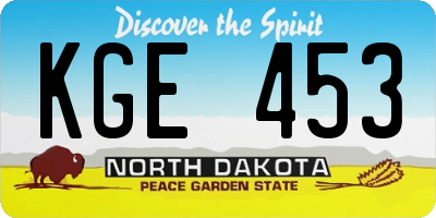 ND license plate KGE453