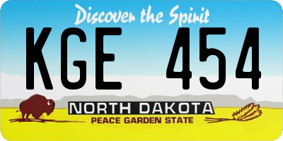 ND license plate KGE454