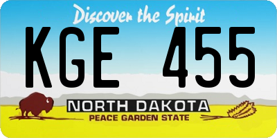 ND license plate KGE455