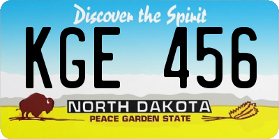 ND license plate KGE456