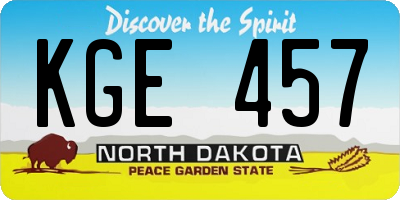 ND license plate KGE457