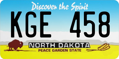 ND license plate KGE458