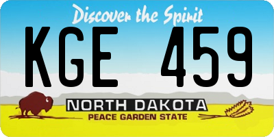 ND license plate KGE459