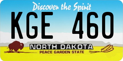 ND license plate KGE460