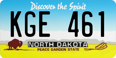 ND license plate KGE461