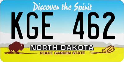 ND license plate KGE462