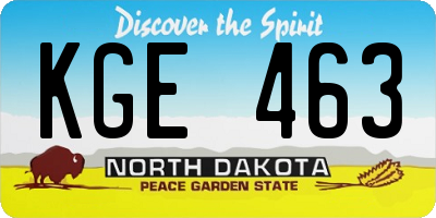 ND license plate KGE463