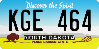 ND license plate KGE464