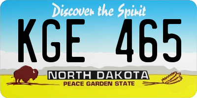 ND license plate KGE465