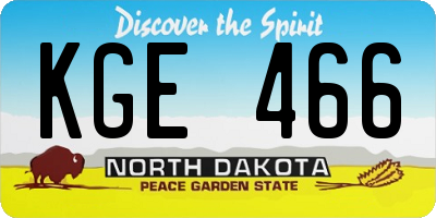 ND license plate KGE466