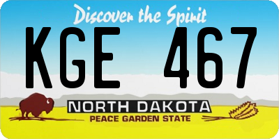 ND license plate KGE467