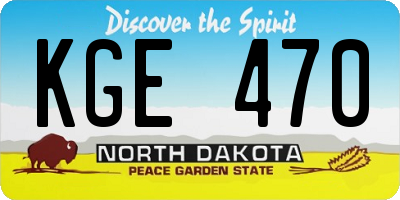 ND license plate KGE470