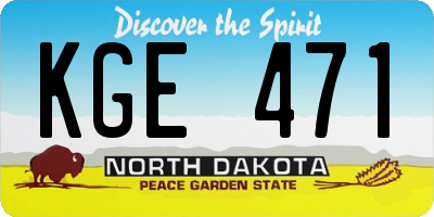ND license plate KGE471