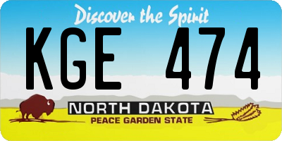 ND license plate KGE474