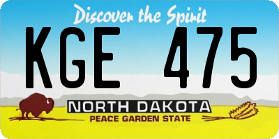 ND license plate KGE475
