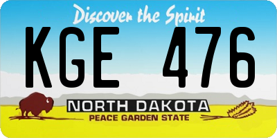 ND license plate KGE476