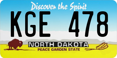 ND license plate KGE478