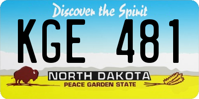 ND license plate KGE481