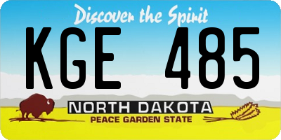 ND license plate KGE485