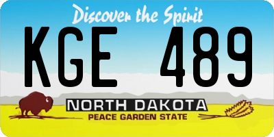 ND license plate KGE489