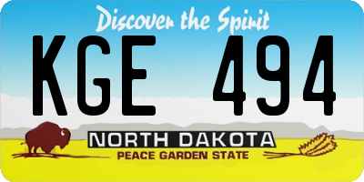ND license plate KGE494