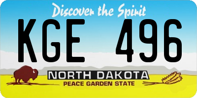 ND license plate KGE496