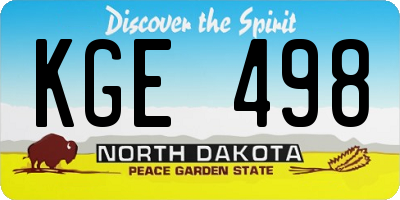 ND license plate KGE498