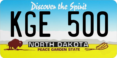 ND license plate KGE500