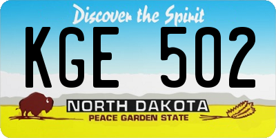 ND license plate KGE502