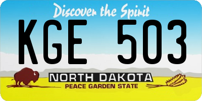 ND license plate KGE503