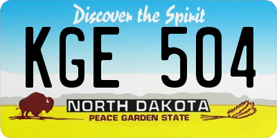 ND license plate KGE504