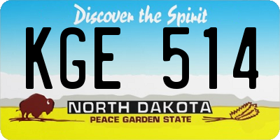 ND license plate KGE514