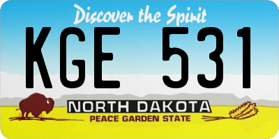 ND license plate KGE531