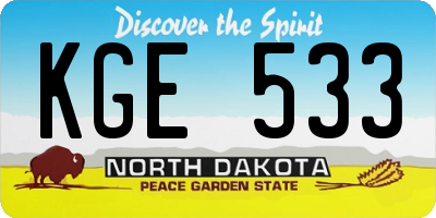 ND license plate KGE533