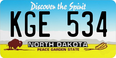 ND license plate KGE534