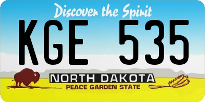ND license plate KGE535