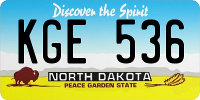 ND license plate KGE536