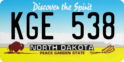 ND license plate KGE538