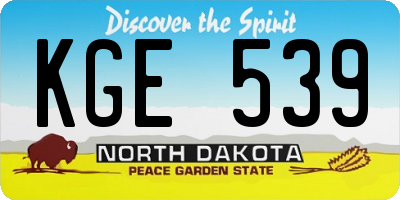 ND license plate KGE539