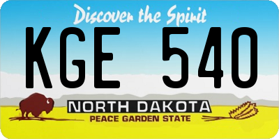 ND license plate KGE540