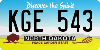 ND license plate KGE543