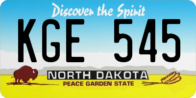 ND license plate KGE545