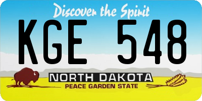 ND license plate KGE548