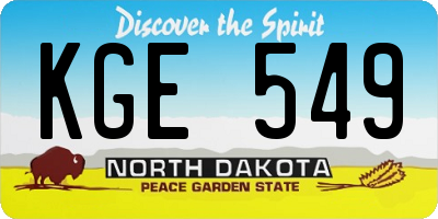 ND license plate KGE549
