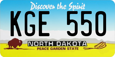 ND license plate KGE550
