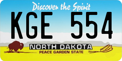 ND license plate KGE554
